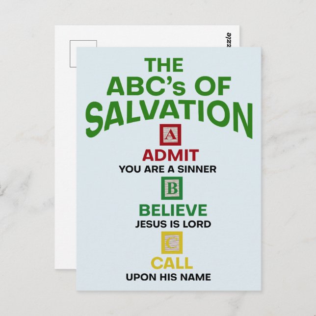 The ABC's of Salvation Postcard (Front/Back)