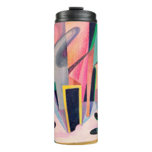 The abstract composition is drawn with watercolors thermal tumbler