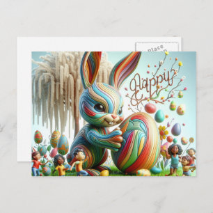 The Abstract Easter Bunny smiled Holiday Postcard