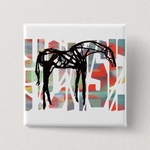 The Abstract Horse 15 Cm Square Badge