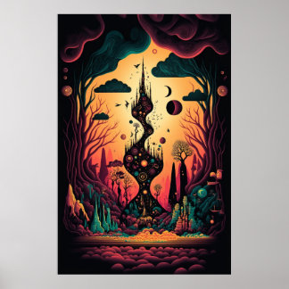 The Abstract Landscape of Swirling Patterns Poster