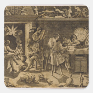 The Academy of Baccio Bandinelli, 1547 Square Sticker