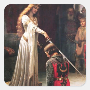 “The Accolade” Mediaeval Painting by Edmund Blair  Square Sticker