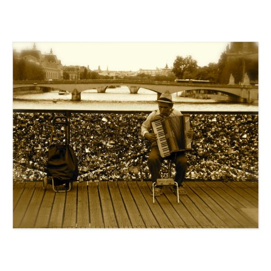 The Accordion Player - Pont des Arts, Paris Postcard