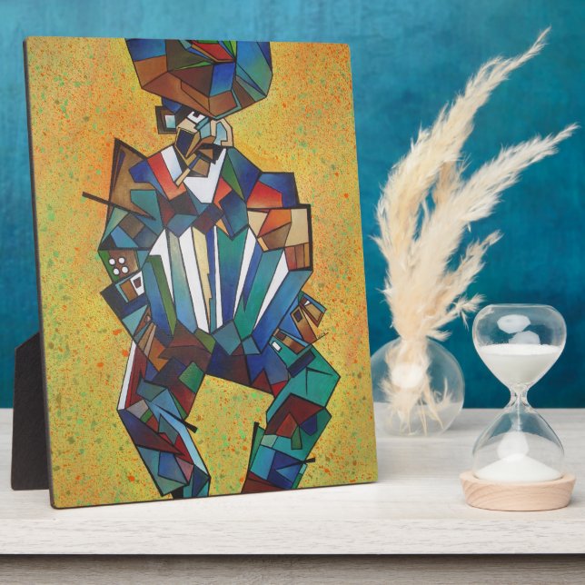The Accordionist Cubism Art Plaque (Side)
