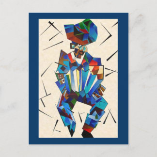 The Accordionist Geometric Art Style Postcard