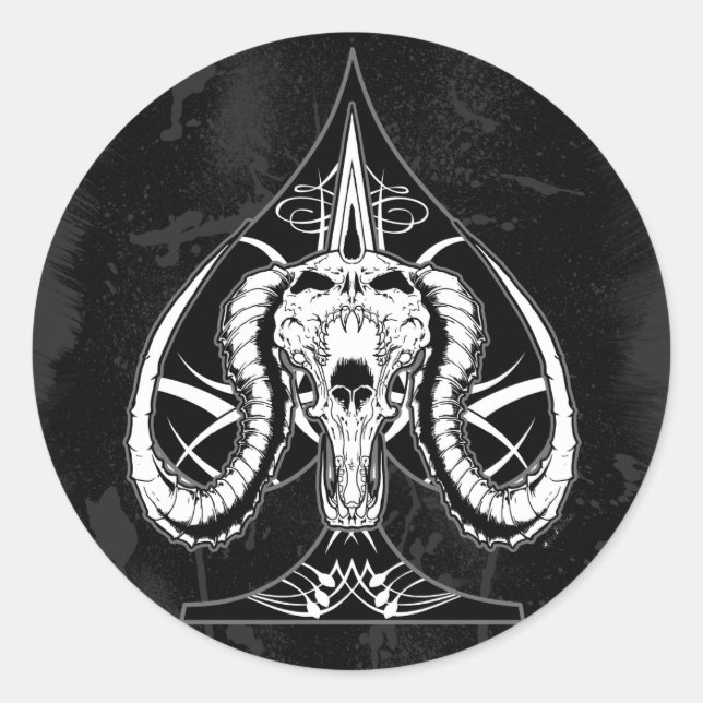 The Ace of Spades Classic Round Sticker (Front)