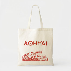 The Acropolis of Athens & Athens Inscription Tote Bag