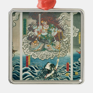 The actor Ichikawa Ebizo V as the deity Fudo Myoo Metal Tree Decoration