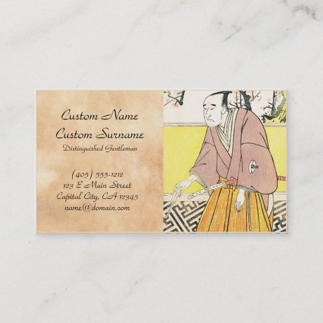 The Actor Onoye Matsusuke I as a Man Holding a Fan Business Card (Front)