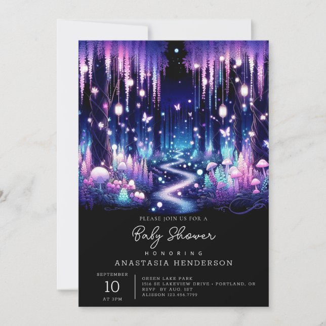 The Adorable Fun Enchanted Forest Baby Shower Invitation (Front)