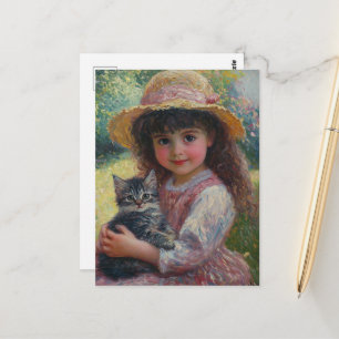 The Adorable Little Girl and Her Cat Postcard
