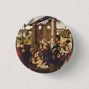 The Adoration by Biagio d'Antonio Medieval Art 3 Cm Round Badge