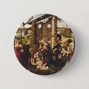 The Adoration by Biagio d'Antonio Medieval Art 6 Cm Round Badge