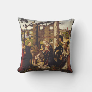 The Adoration by Biagio d'Antonio Medieval Art Cushion
