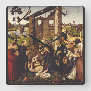 The Adoration by Biagio d'Antonio Medieval Art Square Wall Clock