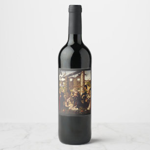 The Adoration by Biagio d'Antonio Medieval Art Wine Label