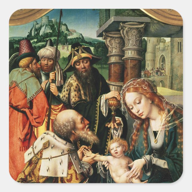 The Adoration of the Magi 2 Square Sticker (Front)