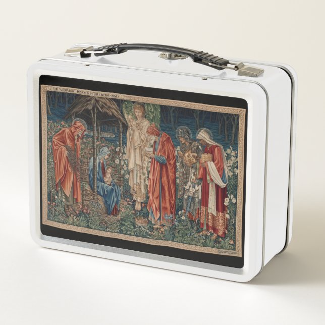 The Adoration of the Magi (by Edward Burne-Jones) Metal Lunch Box (Back)