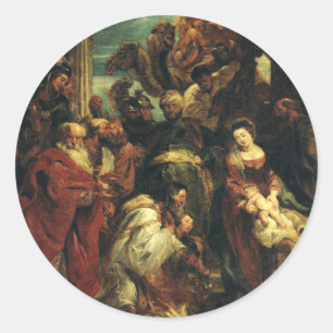 The Adoration of the Magi by Peter Paul Rubens Classic Round Sticker