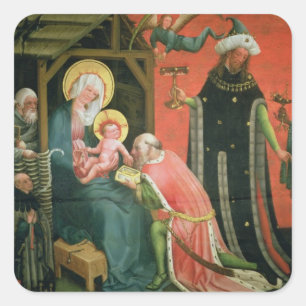 The Adoration of the Magi (oil on panel) Square Sticker