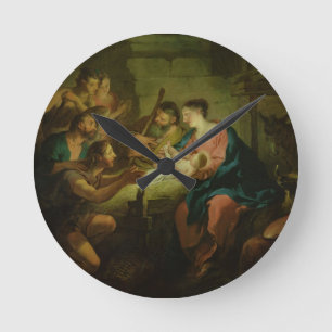 The Adoration of the Shepherds, 1725 (oil on canva Round Clock