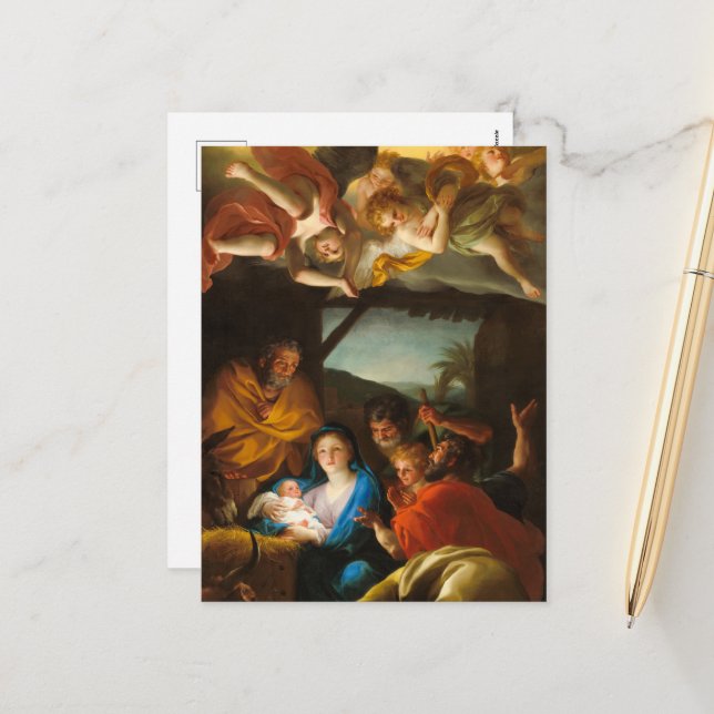 The Adoration of the Shepherds by Anton R. Mengs Holiday Postcard (Front/Back In Situ)