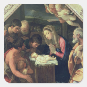 The Adoration of the Shepherds, c.1640-42 Square Sticker