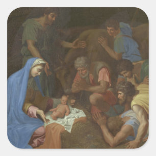 The Adoration of the Shepherds circa 1653 Square Sticker