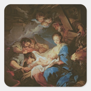 The Adoration of the Shepherds (oil on canvas) 2 Square Sticker