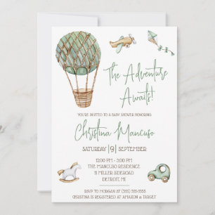 The Adventure Awaits! Gender Neutral Baby Shower Invitation