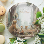 The Adventure Awaits Woodland Baby Shower Paper Plate<br><div class="desc">Create a storybook setting for your baby shower feast with these charming paper plates. Each plate is a canvas showcasing a serene woodland scene, where a friendly bear, a clever fox, a watchful owl, and other adorable creatures gather in a sunlit forest clearing, celebrating the soon-to-be arrival of a new...</div>