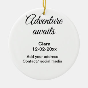 The adventure begins add name date year place ceramic tree decoration