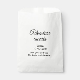 The adventure begins add name date year place favour bags