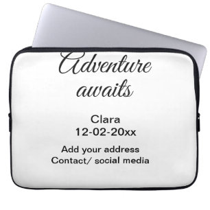 The adventure begins add name date year place laptop sleeve