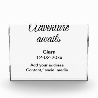 The adventure begins add name date year place photo block