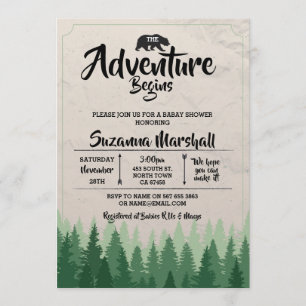 The Adventure Begins Baby Shower Bear Winter Invitation