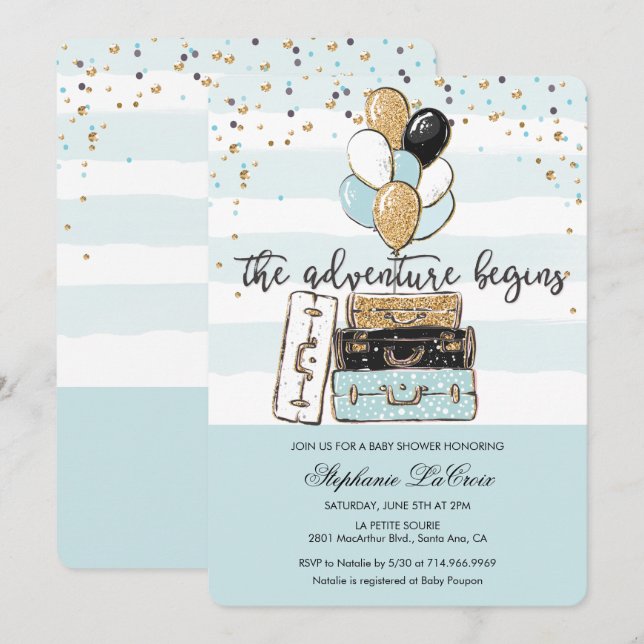 The Adventure Begins Baby Shower Invitation (Front/Back)