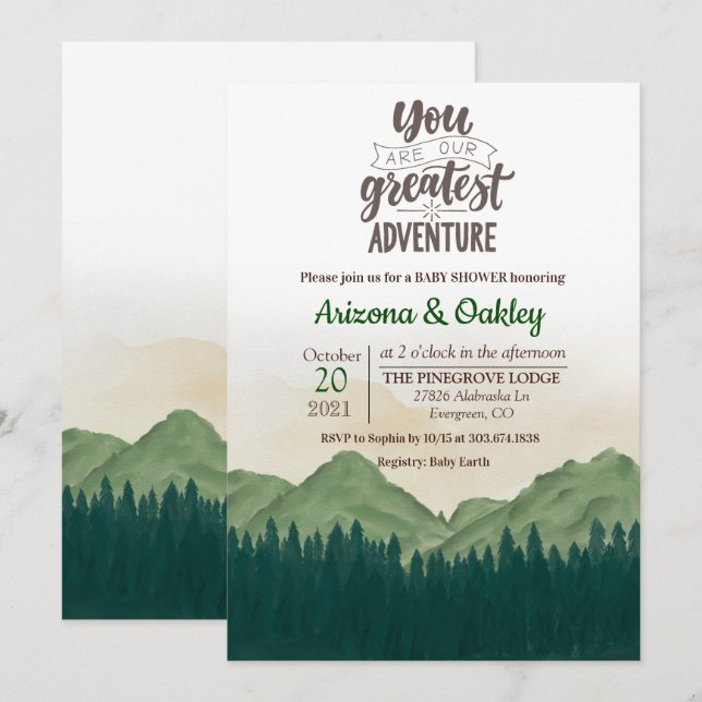 The Adventure Begins Baby Shower Invitation (Front/Back)