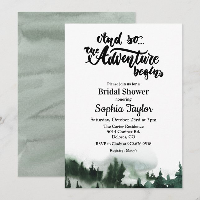The Adventure Begins Bridal Shower Invitation (Front/Back)