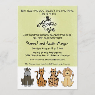 The Adventure Begins Couples Baby Shower Invitation