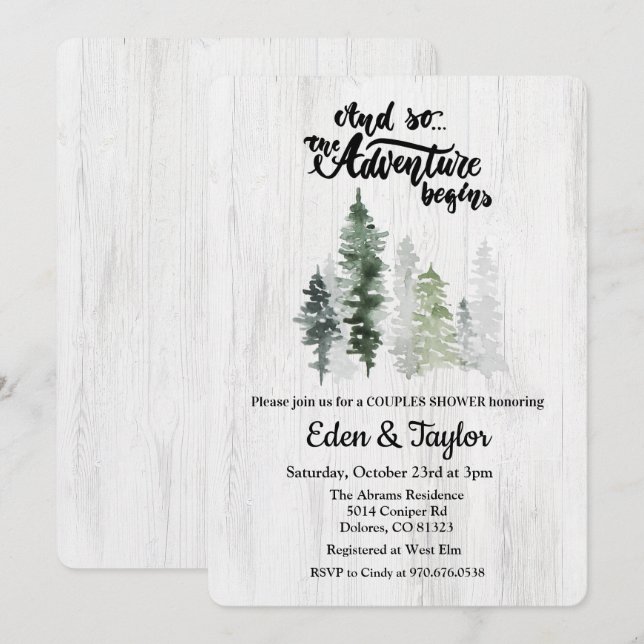 The Adventure Begins Couples Shower Invitation (Front/Back)