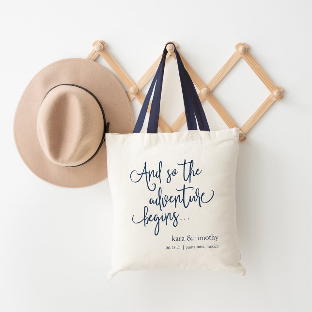 The Adventure Begins | Custom Wedding Welcome Tote Bag (Creator Uploaded)