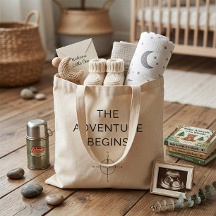 The Adventure Begins Cute New Baby Announcement Tote Bag