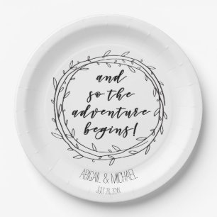The adventure begins - (Destination) Wedding Paper Plate