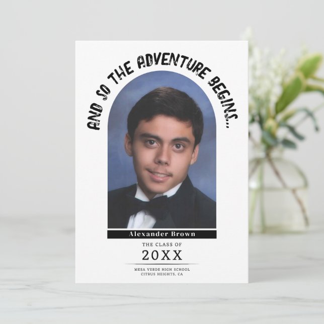 The Adventure Begins Graduation Announcement  (Standing Front)