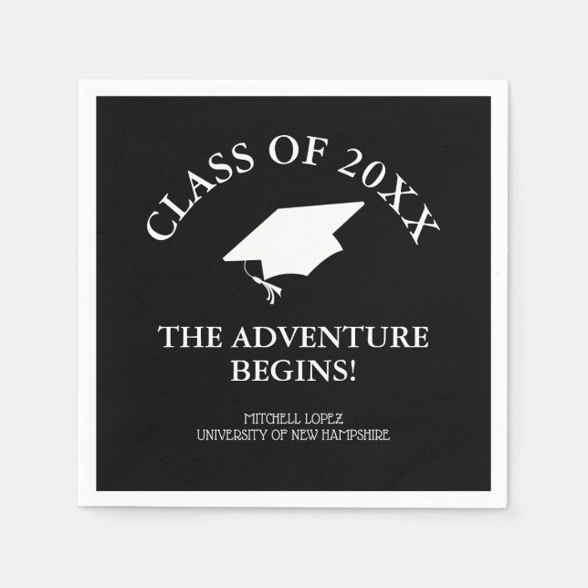 The Adventure Begins Graduation Napkin (Front)