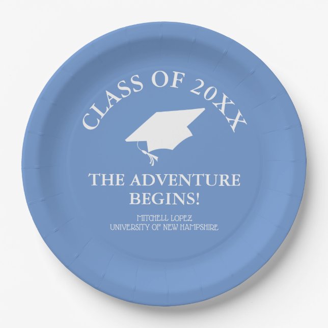 The Adventure Begins Graduation Paper Plate (Front)
