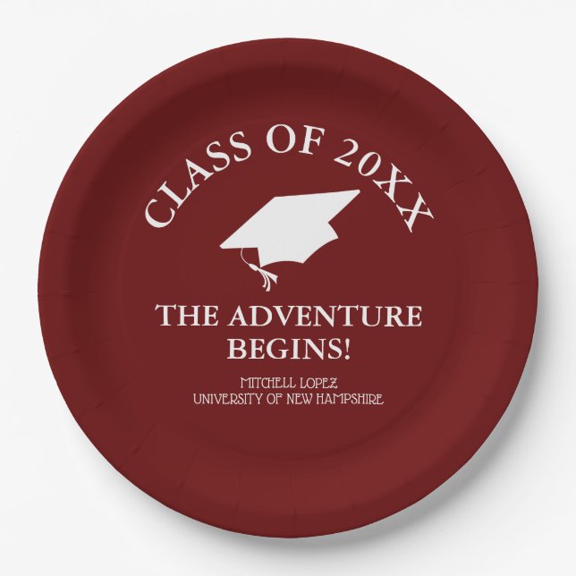 The Adventure Begins Graduation Paper Plate (Front)