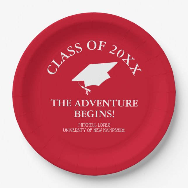The Adventure Begins Graduation Paper Plate (Front)